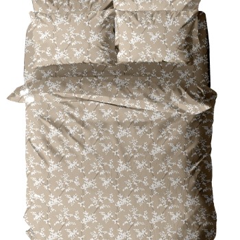 Σετ Σεντόνια Menta Εμπριμέ 480 Beige Υπέρδιπλο με λάστιχο (170x200+30)