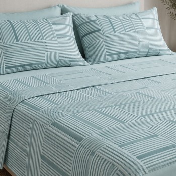 Μαξιλαροθήκη Menta Εμπριμέ 600 Aqua 50x70