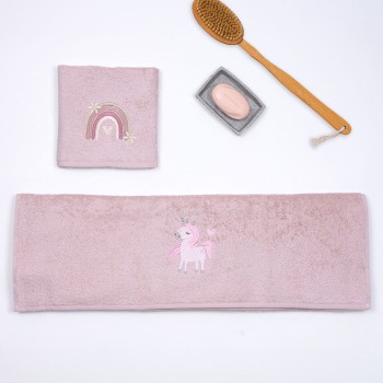 Fluffy Κεντητή Πετσέτα Powder Unicorn 2 τμχ.