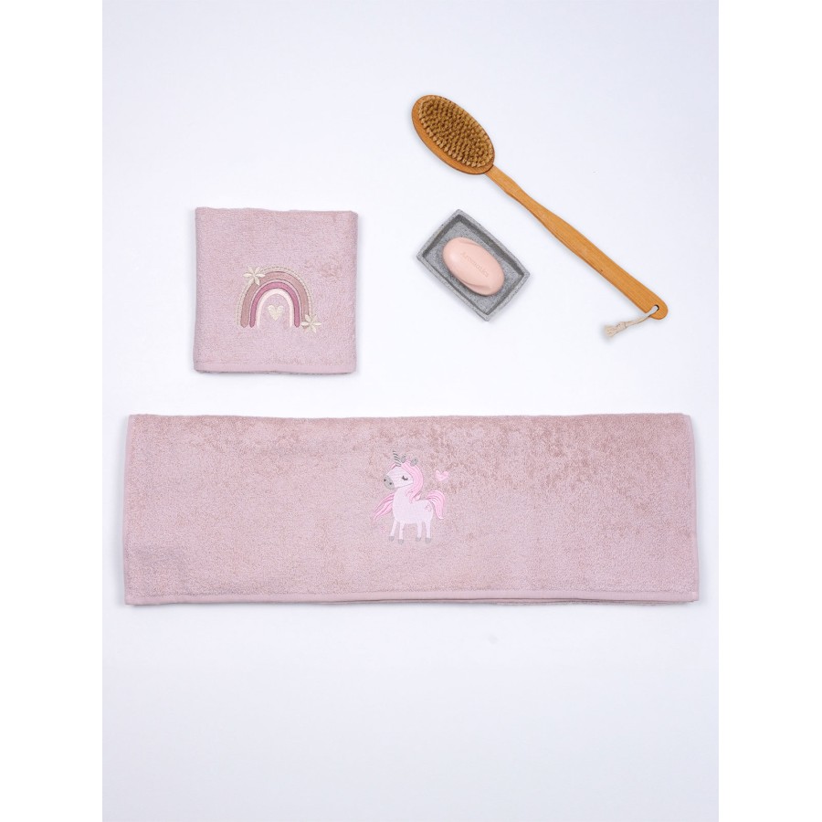 Fluffy Κεντητή Πετσέτα Powder Unicorn 2 τμχ.