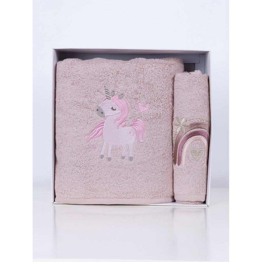 Fluffy Κεντητή Πετσέτα Powder Unicorn 2 τμχ.