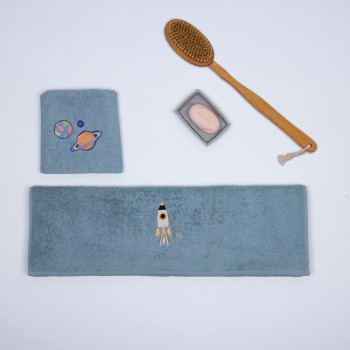 Fluffy Κεντητή Πετσέτα Blue Space 2 τμχ.