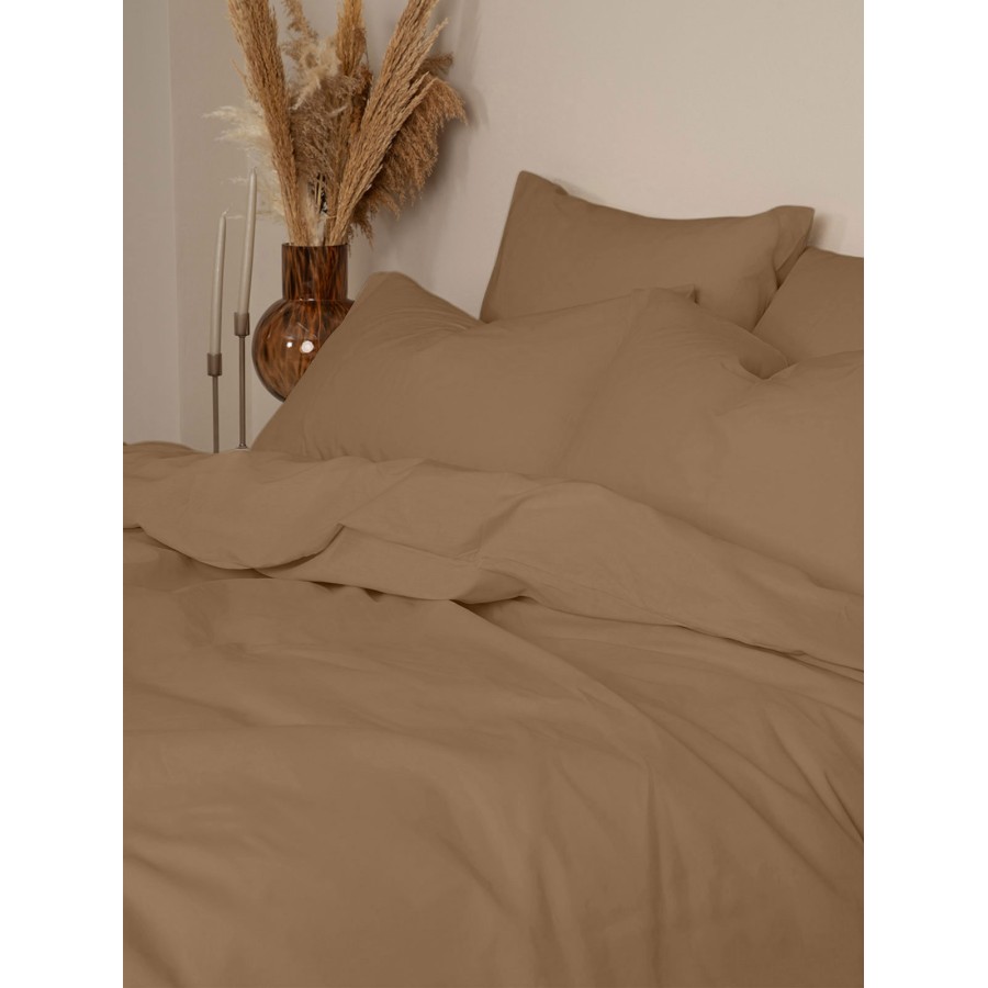 Σετ Σεντόνια Cotton Feelings 118 Brown Διπλό με λάστιχο (150x205+30)