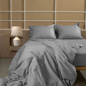 Σετ Σεντόνια Βαμβακοσατέν Omnia μονόχρωμα Grey King Size (280x300)