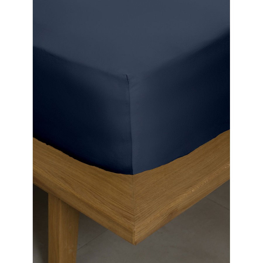 Σετ Σεντόνια Βαμβακοσατέν Omnia μονόχρωμα Blue King Size (280x300)