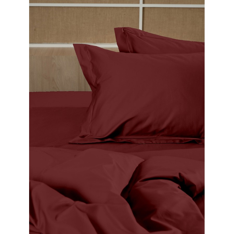 Σετ Σεντόνια Βαμβακοσατέν Omnia μονόχρωμα Bordeaux King Size (280x300)