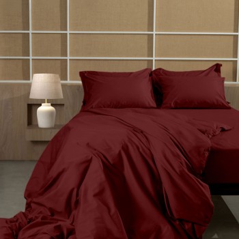 Σετ Σεντόνια Βαμβακοσατέν Omnia μονόχρωμα Bordeaux King Size (280x300)