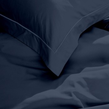 Σετ Σεντόνια Βαμβακοσατέν Omnia μονόχρωμα Blue Υπέρδιπλο με λάστιχο (170x200+30)