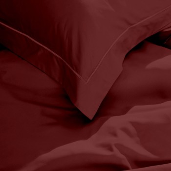 Σετ Σεντόνια Βαμβακοσατέν Omnia μονόχρωμα Bordeaux Υπέρδιπλο με λάστιχο (170x200+30)