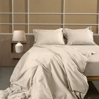 Σετ Σεντόνια Βαμβακοσατέν Omnia μονόχρωμα Beige Υπέρδιπλο με λάστιχο (170x200+30)