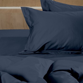 Κατωσέντονο Βαμβακοσατέν Omnia με λάστιχο Blue Υπέρδιπλο (180x200+40)