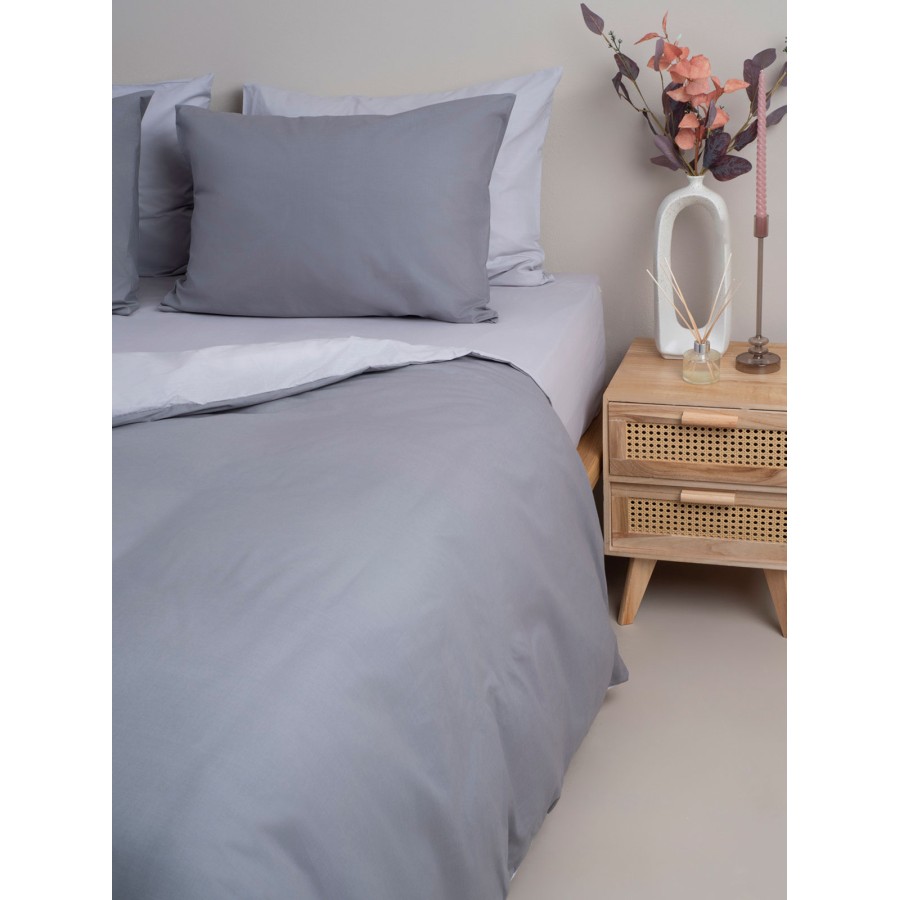 Σετ Σεντόνια Menta 203 Dark Grey Διπλό με λάστιχο (150x200+30)