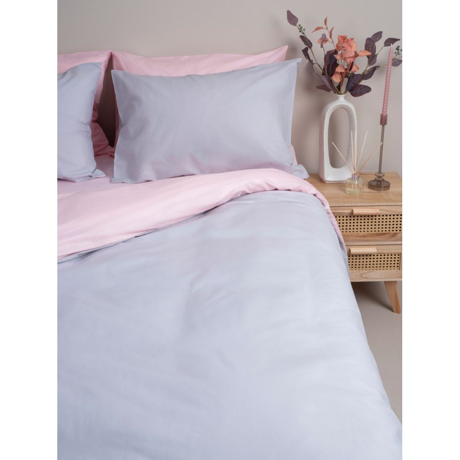 Σετ Σεντόνια Menta 205 Grey-Pink Διπλό με λάστιχο (150x200+30)