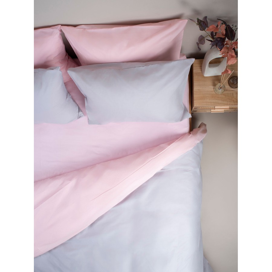 Σετ Σεντόνια Menta 205 Grey-Pink Διπλό με λάστιχο (150x200+30)