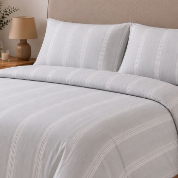 Σετ Σεντόνια Menta Εμπριμέ 620 Grey Διπλό με λάστιχο (150x200+30)