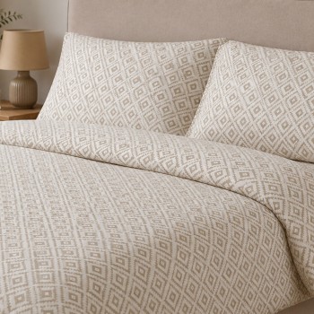 Σετ Σεντόνια Menta Εμπριμέ 640 Beige Διπλό (200x260)