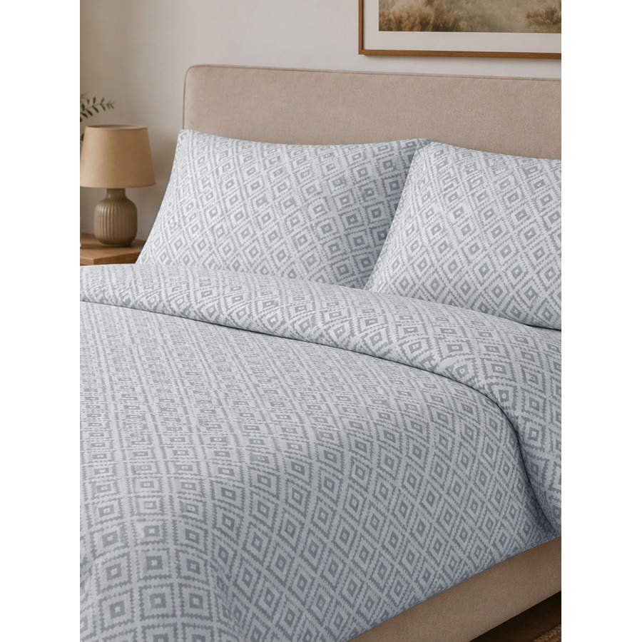 Σετ Σεντόνια Menta Εμπριμέ 640 Blue Διπλό με λάστιχο (150x200+30)