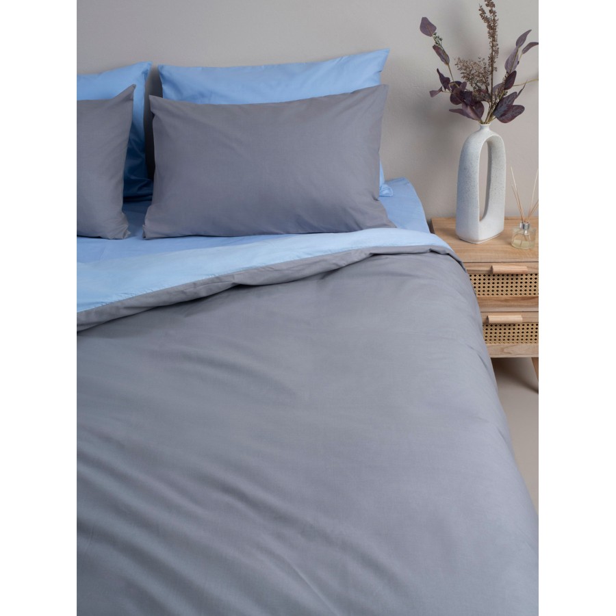 Σετ Σεντόνια Menta 207 Grey-Blue Μονό με λάστιχο (100x200+30)