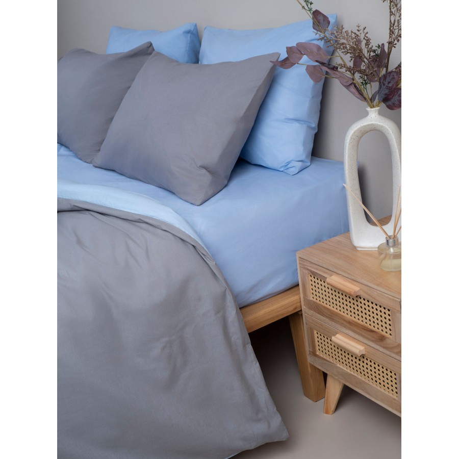 Σετ Σεντόνια Menta 207 Grey-Blue Μονό με λάστιχο (100x200+30)