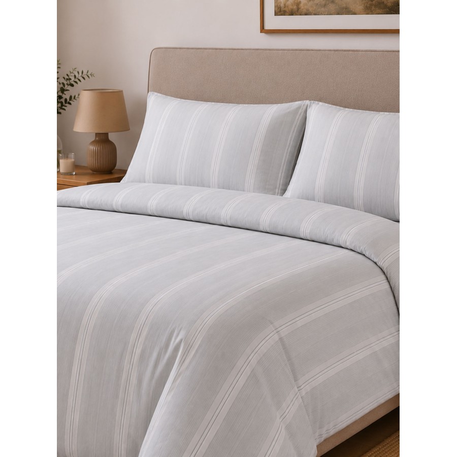Σετ Σεντόνια Menta Εμπριμέ 620 Grey Μονό με λάστιχο (100x200+30)