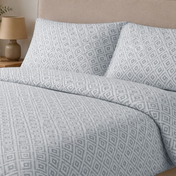 Σετ Σεντόνια Menta Εμπριμέ 640 Blue Υπέρδιπλο με λάστιχο (170x200+30)