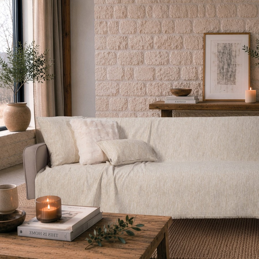 Ριχτάρι Kent 01 Ivory Cream - Τετραθέσιο 180x350cm