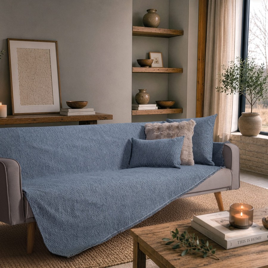 Ριχτάρι Norman 04 Denim Blue - Τριθέσιο 180x300cm