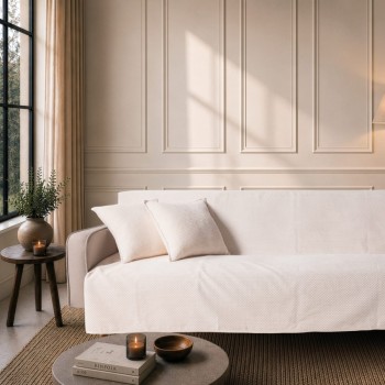 Ριχτάρι Αντιολισθητικό Αδιάβροχο Pearl  01 Ivory - Μονοθέσιο 180x150cm