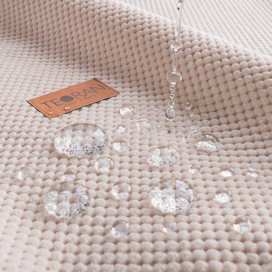 Ριχτάρι Αντιολισθητικό Αδιάβροχο Pearl  01 Ivory - Μονοθέσιο 180x150cm