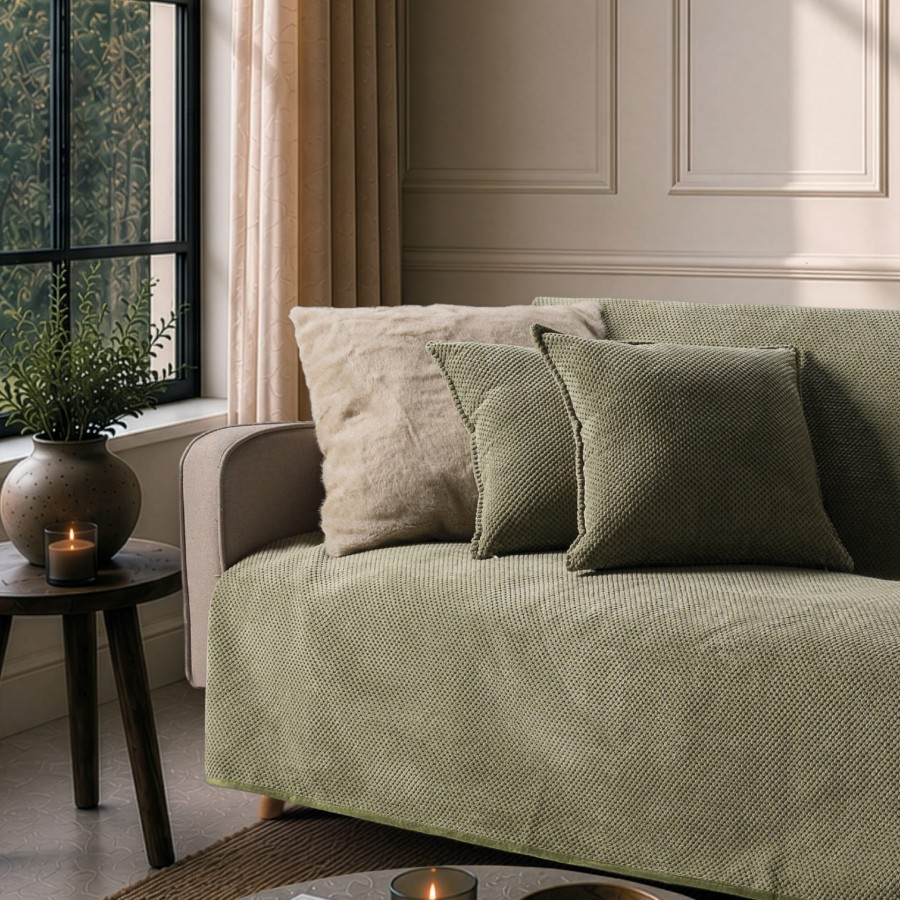 Ριχτάρι Αντιολισθητικό Αδιάβροχο Pearl  15 Sage Green - Μονοθέσιο 180x150cm