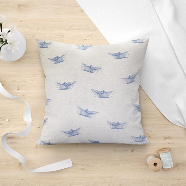 LINO ΜΑΞΙΛΑΡΟΘΗΚΗ PAPER BOAT 601 BLUE 45X45 Lino shopinhome