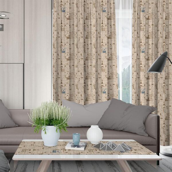 LINO ΚΟΥΡΤΙΝΑ KAU 101 ΜΕ ΤΡΕΣΑ BROWN 135X270 shopinhome shopinhome