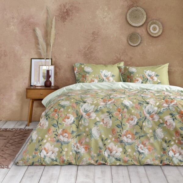 Nima Home Σετ Σεντόνια Υπέρδιπλα – Virent Πράσινο, Κοραλί   (2 x 240×260 + 2  52×72) shopinhome shopinhome