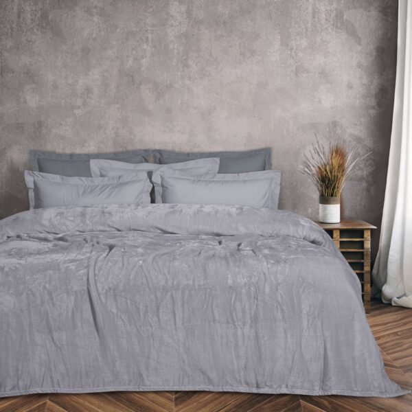 DAS HOME ΚΟΥΒΕΡΤΑ VELOUR ΥΠΕΡΔΙΠΛΗ 1342 ΓΚΡΙ shopinhome shopinhome