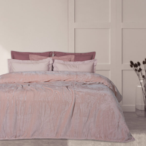 DAS HOME ΚΟΥΒΕΡΤΑ VELOUR ΥΠΕΡΔΙΠΛΗ 1346 ΡΟΖ shopinhome shopinhome