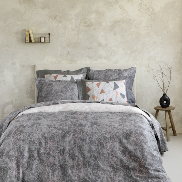 Nima Home Σετ Σεντόνια Υπέρδιπλα – Marble Γκρι   (2 x 240×270 + 2    52×72+5) shopinhome shopinhome