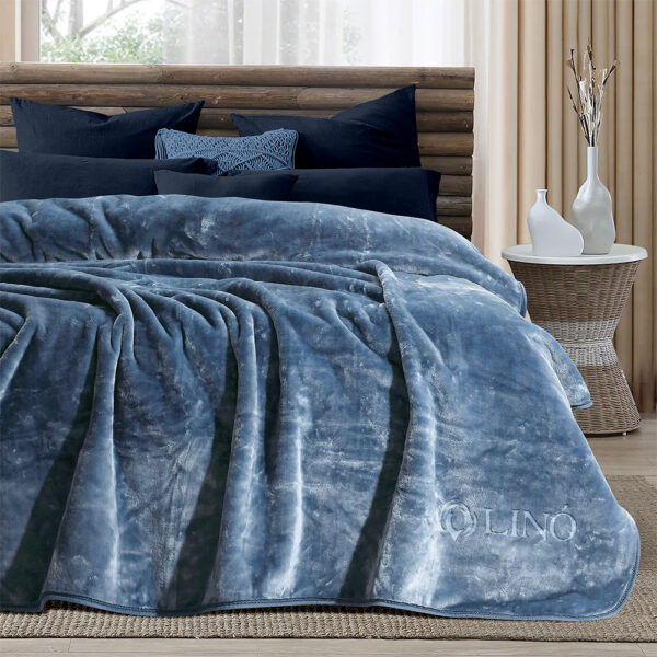 LINO ΚΟΥΒΕΡΤΑ VELLUT BLUE 160X220 shopinhome shopinhome LINO ΚΟΥΒΕΡΤΑ VELLUT BLUE 160X220 shopinhome shopinhome