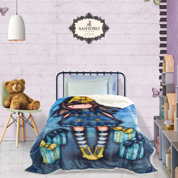 SANTORO GORJUSS 5020 ΚΟΥΒΕΡΤΑ FLEECE SHERPA 160X220 JUST BECAUSE ΜΠΛΕ shopinhome shopinhome