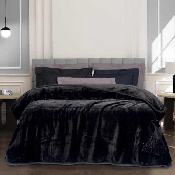 GREENWICH POLO CLUB ΚΟΥΒΕΡΤΑ VELOUR ΥΠΕΡΔΙΠΛH 3440 ΜΑΥΡΟ shopinhome shopinhome