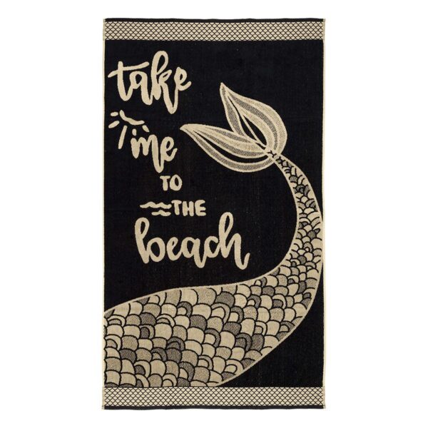 LINO ΠΕΤΣΕΤΑ ΘΑΛΑΣΣΗΣ BEACH TIME BLACK-WHITE 86X160 shopinhome shopinhome