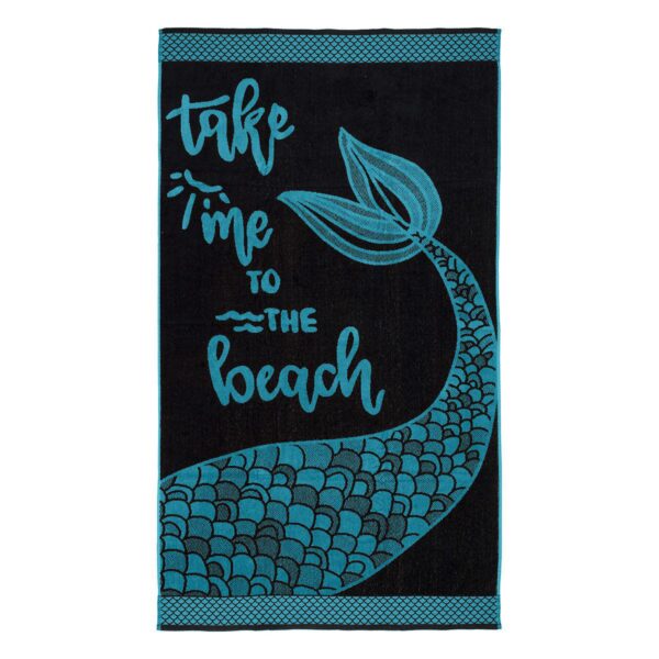 LINO ΠΕΤΣΕΤΑ ΘΑΛΑΣΣΗΣ BEACH TIME BLACK-PETROL 86X160 shopinhome shopinhome
