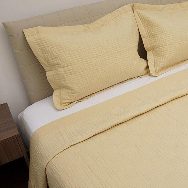 Κουβερλί Percale κεντητό Yellow Υπέρδιπλο (220×240) shopinhome shopinhome