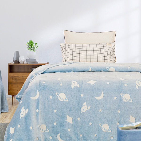 Κουβέρτα φωσφοριζέ μονή Space Blue Μονή (160×220) shopinhome shopinhome