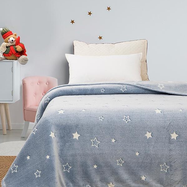 Κουβέρτα φωσφοριζέ μονή Stars Blue Μονή (160×220) shopinhome shopinhome