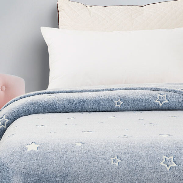 Κουβέρτα φωσφοριζέ αγκαλιας Stars Blue 80×90 shopinhome shopinhome