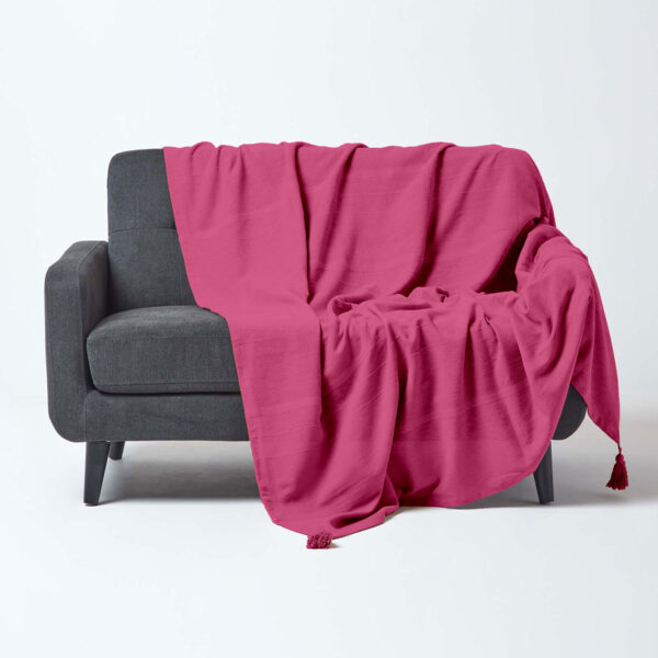 Ριχτάρι Βαμβακερό Υφαντό Fuchsia 2θέσιο shopinhome shopinhome