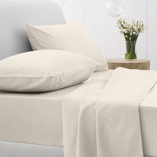 Σετ Σεντόνια Cotton Feelings 108 Ecru Μονό με λάστιχο(105×205+30) shopinhome shopinhome