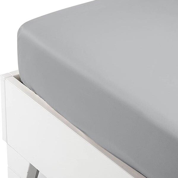 Κατωσέντονο Satin με λάστιχο Light Grey Διπλό (160×200+40) shopinhome shopinhome