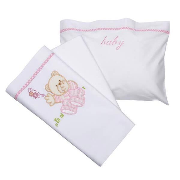 Σεντόνια κεντητά κούνιας Bear 04 Rose Κούνιας shopinhome shopinhome