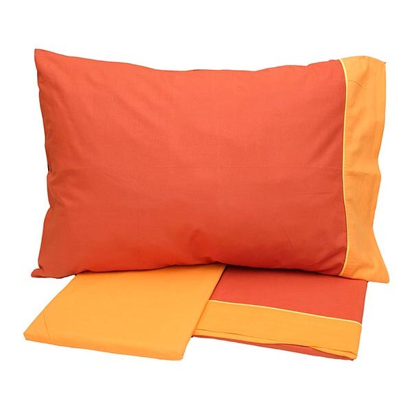 Σετ Σεντόνια Cotton Feelings εμπριμέ 2219 Orange Μονό (160×260) shopinhome shopinhome